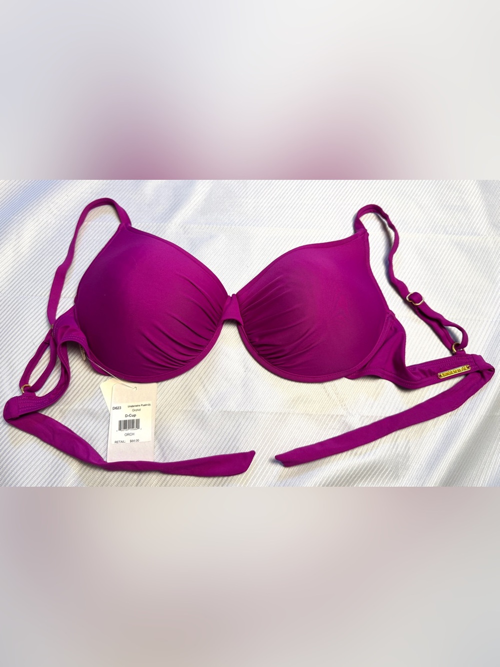 NWT Swim Systems Orchid Purple Underwire Push-Up Bikini Top D Cup Swimwear